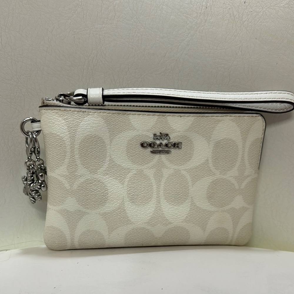 Coach Signature White Wristlet
